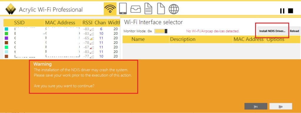 NDIS warning message